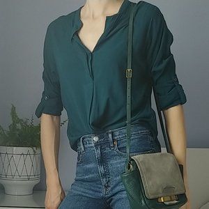 Teal Green Blousy Pull Over Shirt Sz M